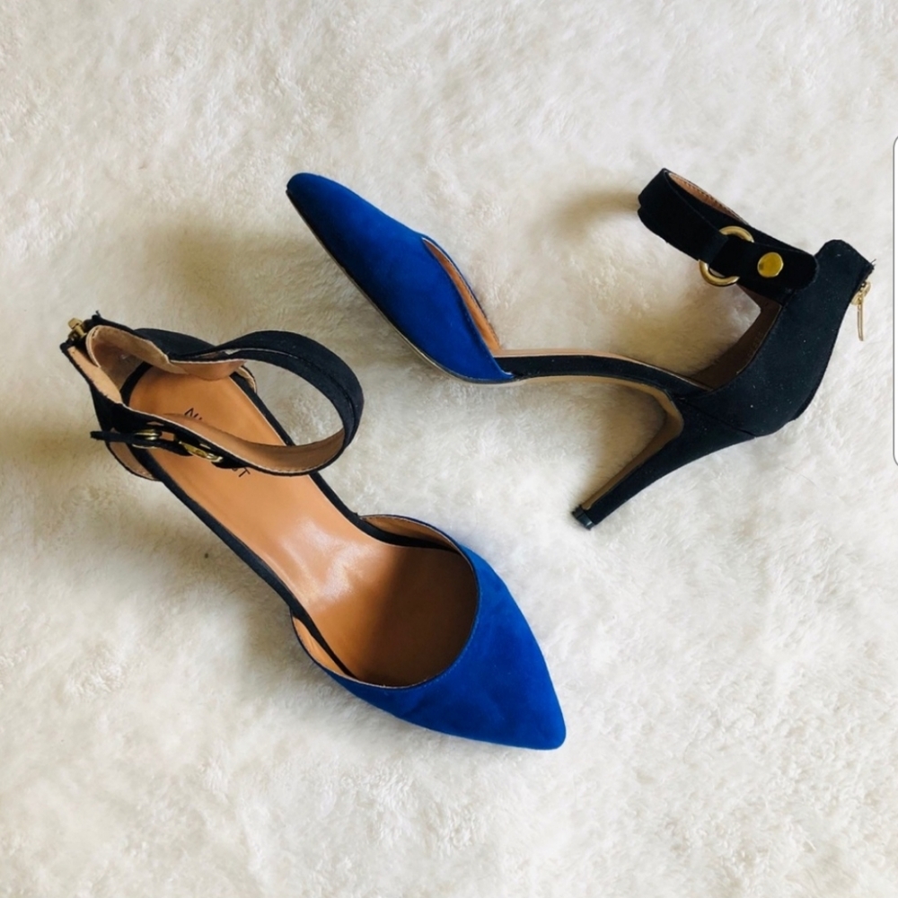 Nine West Color Block Heel Ankle Strap Back Zip